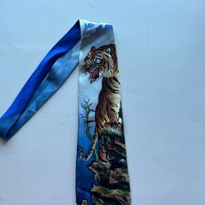 Vintage hand painting Tiger Print Tie one size